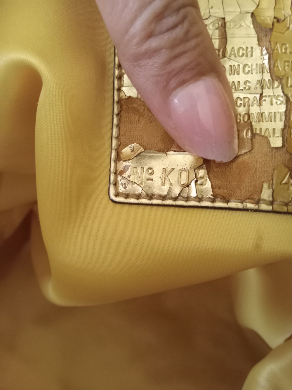 Coach Yellow/Gold Leather-Trim Tote Interior - Picture 3 of 15